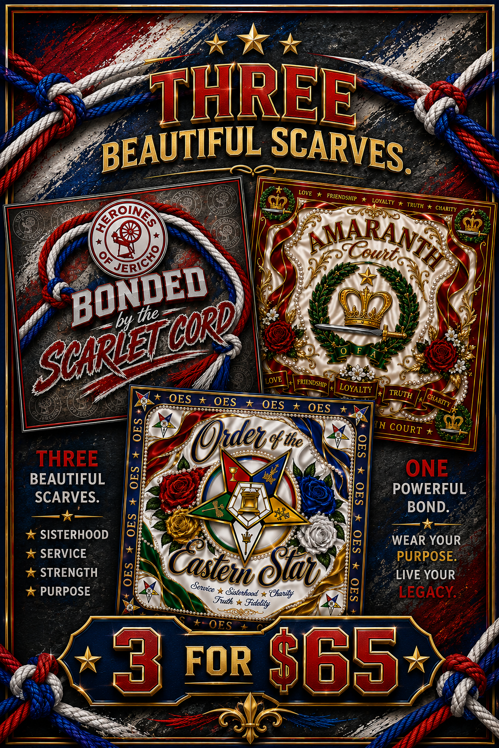 OES, HEROINES OF JERICHO, AND AMARANTH SCARVES