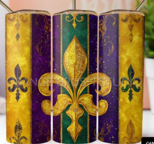 ⚜️💜💛💚 Luxury Fleur-de-Lis Mardi Gras Tumbler