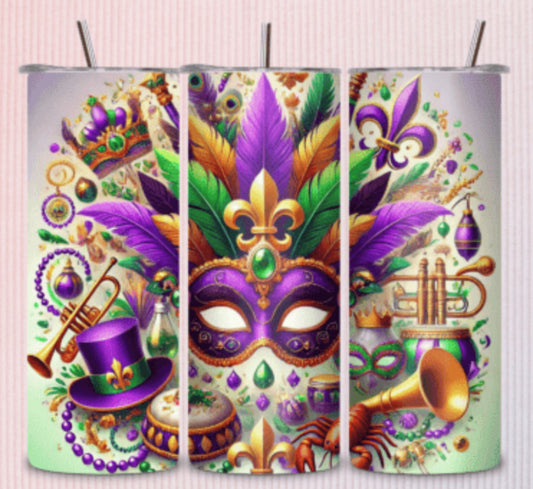 🎭💜💚💛 Ultimate Mardi Gras Masquerade Tumbler